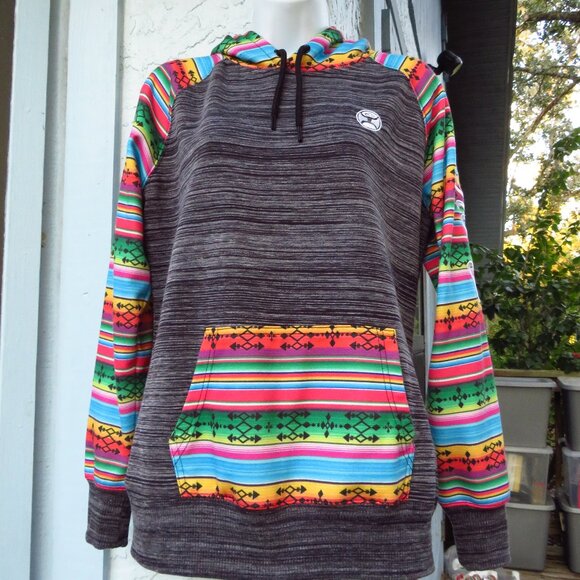 Hooey Jackets & Blazers - Hooey Womans Medium Pullover Hoodie Aztec Southwest print